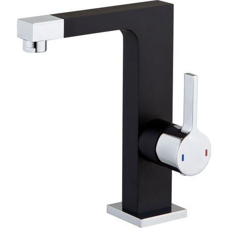 Essebagno Short Schwarz verchromte Waschtisch-Mischbatterie