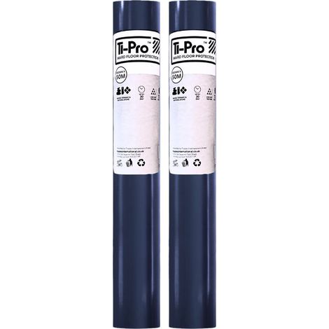 TI-Pro Blue Hard Floor Protector Film Roll 600mm x 50m - Self-Adhesive Waterproof Protective Film for Wood, Tile, Laminate, 2 Pack