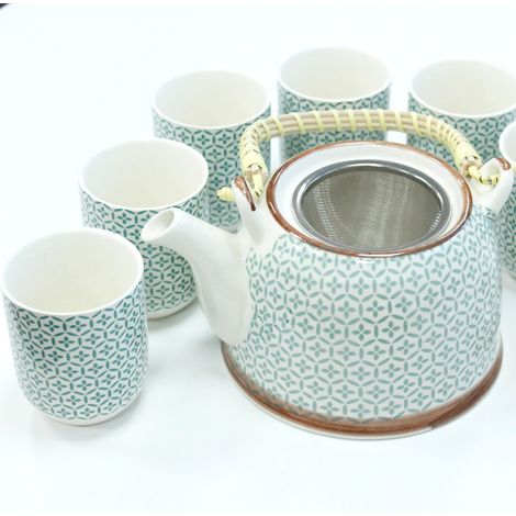 Ensemble de théière à base de plantes - Mosaïque verte- Vendu par 1 (1/4)
