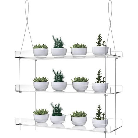 Étagère transparente à suspendre pour plantes, fenêtres d'intérieur, support mural pour plantes, pots de fleurs, rangement pour fenêtre de culture d'herbes, microverdures, plantes grasses, (1/5)