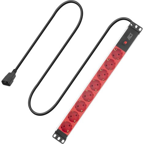 Bloc multiprise 19" C14 IEC60320, 8 Prises, 10 A/2500 W, pour Armoire Serveur 19", PDU, Montage Mural, câble de 3 m, PD3004 (1/5)