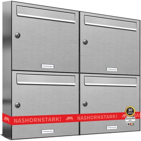 4er V2A Edelstahl Wandbriefkasten Anlage 4 Fach Briefkasten Postkasten (1/5)