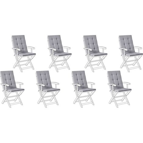 Set of 8 Back/Seat Cushions MAUI PREMIUM Light Grey (1/5)