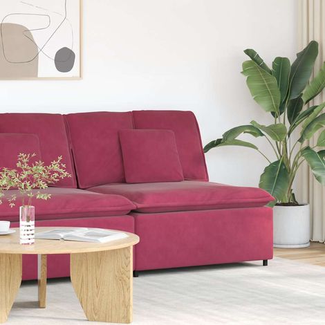 Modulares Sofa Mittelmodul mit Kissen Weinrot 100 cm vidaXL