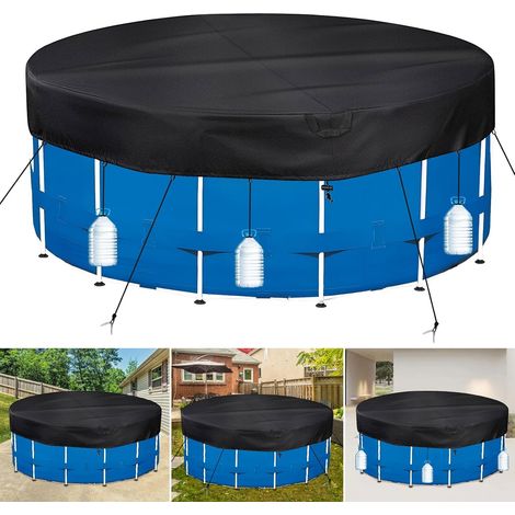 Bâche de Piscine Ronde 550 Oxford 420D Ø564 pour Piscine Ø500-560cm Noir, avec cordon de serrage, résistante aux déchirures, été/hiver, compatible avec les piscines 500-560cm (1/5)