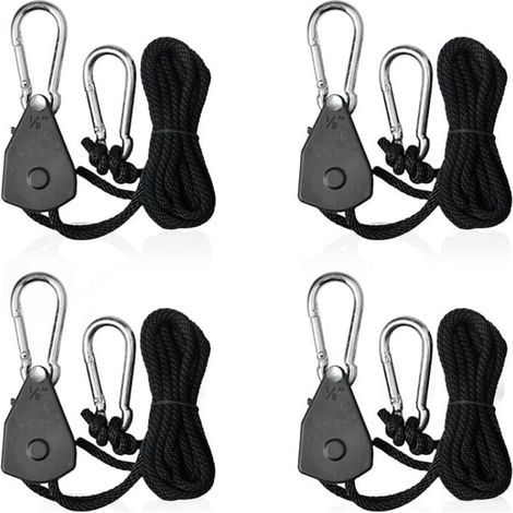 4pcs Adjustable Ratchet Ropes with 1/8 Hooks Ratchet Tensioner Rope for Awning Lamp or Plants MUMU (1/4)
