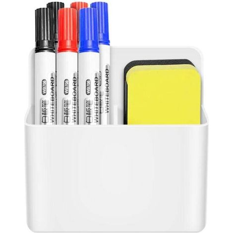 Porte-Marqueur MagnéTique EffaçAble à Sec, Porte-Stylo et Gomme pour Tableau Blanc, Organisateur de Rangement Gobelets Crayons MagnéTiques (1/4)