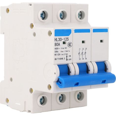 Interruptor parallamas miniatura para PC, trifásico, montaje en carril DIN, 400 V, 80 A (1/5)