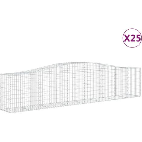 Paniers à gabions arqués 25 pcs  Mur en gabion 400x50x80/100 cm Fer galvanisé