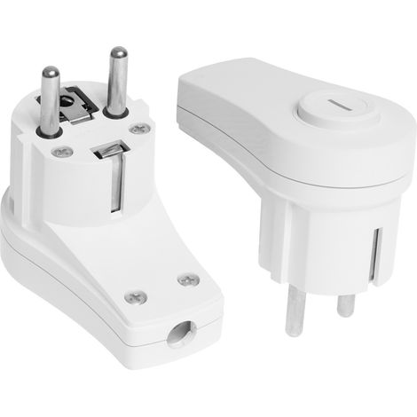 UNI-Schuko-Winkelstecker mit beleuchtetem Schalter, abnehmbar (1/4)