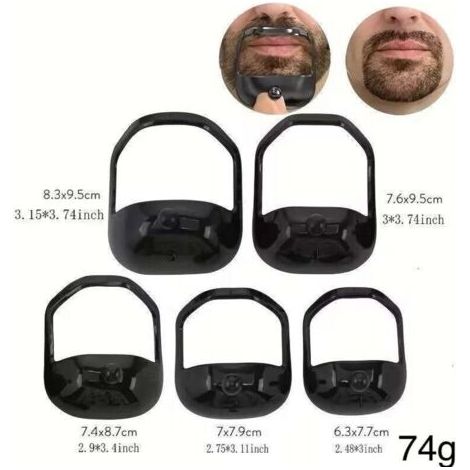 5 Pcs Outil de Mise en Forme Barbe,5 Tailles Shaper ModèLe de Barbe,Gabarit de Rasage Bouc en Plastique Pochoir à Barbe pour Hommes Barbe Styling Modèle,Noir