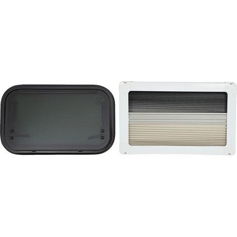 Ventana de apertura por presión para autocaravana, mosquitera, protección contra insectos, color negro. (1/2)