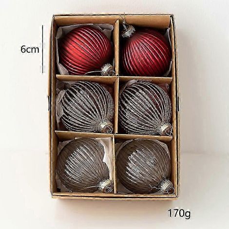 Boule de Noël en verre de 6 cm, neuve, décoration pour sapin de Noël, boîte cadeau, C-6cm6cm (1/5)