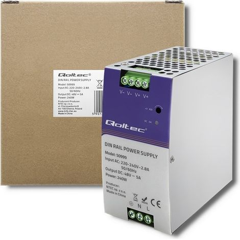 Alimentatore industriale Qoltec per guida DIN 240W 48V 5A (1/5)
