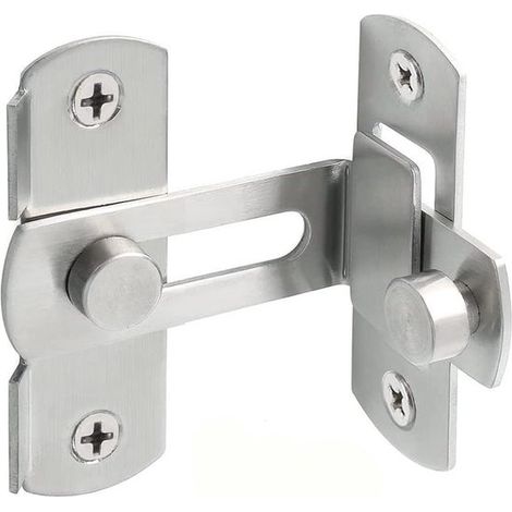Serratura scorrevole girevole a 90 gradi in acciaio inox, catenaccio a perno resistente per porte/finestre/armadi, colore argento. (1/5)