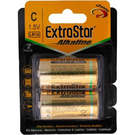 Pila Batteria LR14 Torcia C MN1400 1,5V 8000mAh Alcalina Confezione da 4 Pezzi