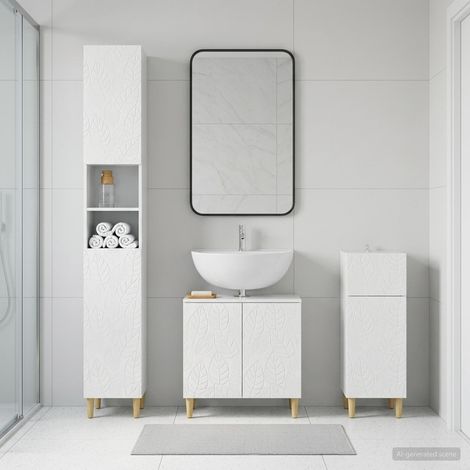 vidaXL Juego de armarios de baño de 3 piezas DELFT Blanco Brillante (1/5)
