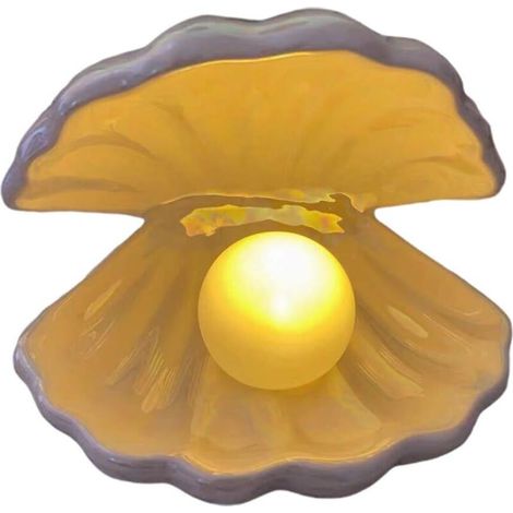 Shell Pearl Lamp Style Européen Lumières Perle En Céramique Figure Table Top Ocean Lampe Ornement pour Pépinière Chambre Salon Blanc-Fei Yu