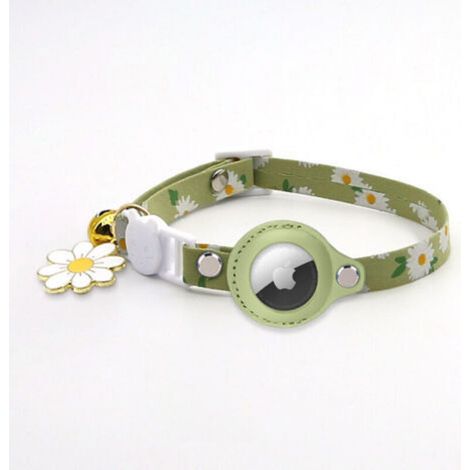 Grünes Katzenhalsband, verstellbares bedrucktes Halsband für Katzen mit Glocke, Silikon-Schutzhülle kompatibel mit Apple Airtag, Breakaway Sicherheitsschnalle für Kätzchen