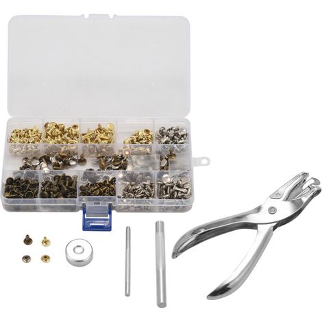 300 ensembles rivets cuir double cap avec pince fixation outil bricolage (1/5)