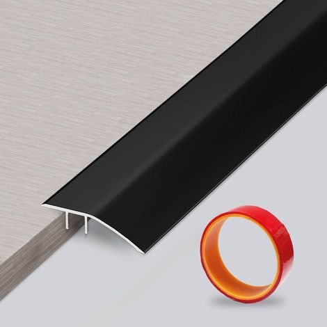 Rampe de Seuil Aluminium,0,9m x 43mm Barre de Seuil Multiniveau Avec long Ruban Adhésif,Barre de Seuil Rattrapage de Niveau, Hauteur entre 5 et 12 mm Pour Rampe(Noir) (1/5)