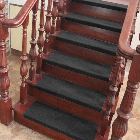 Hofuton Lot de 15 tapis de marches d'escalier antidérapants et adhésifs pour l'intérieur 6525cm noir (1/5)