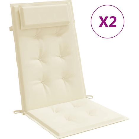 Coussins de chaise à dossier haut lot de 2 crème tissu oxford (1/5)
