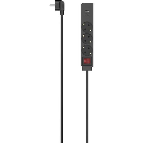 MULTIPRISE, 3 PRISES, USB-A 17 W, INTERRUPTEUR, 1,4 M, NOIRE HAMA (1/4)