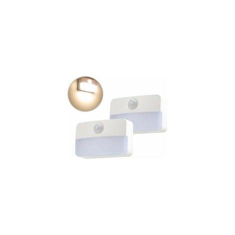 Veilleuse avec détecteur de mouvement, lumière à capteur,2 lampes LED pour armoires, lampe d'appoint fonctionnant sur piles,blanc chaud (1/5)