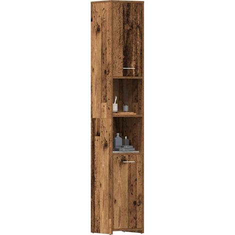 Badschrank Altholz-Optik 30x30x183,5 cm Holzwerkstoff