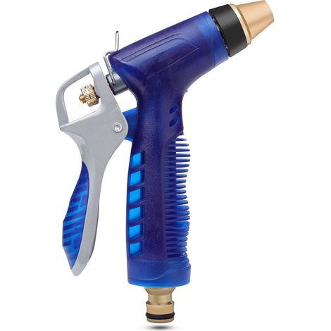 Gartenbewässerungspistole Schlauchlanze Metalldüse Autowasch-Reinigungspistole Jetnozzle Hochdruckkopf Blauer Wasserstrahl (1/5)