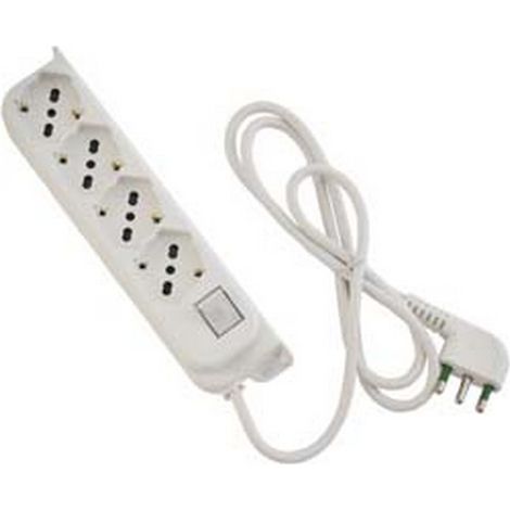 2PZ MULTIPRESA 4 POSTI BIPASSO + SCHUKO INTERRUTTORE "LINEA RETAIL" bianca