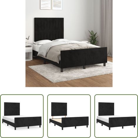 Kopfteil - Bettgestell ohne Matratze Schwarz 120x190 cm Samt (1/5)