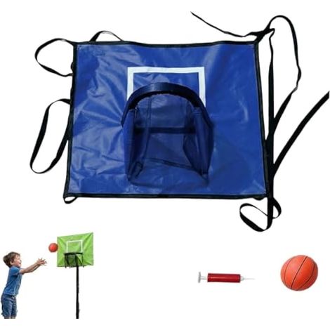 Ensemble de panier de basket-ball pour trampoline, jeu de sport, arrière-cour, panneau arrière en PVC léger, accessoires de trampoline avec pompe et balle pour le dondking, l'entranement, l'extérieur (1/5)