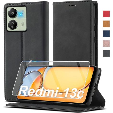 Coque portefeuille cuir pour Xiaomi Redmi 13C / Poco C65 avec béquille et porte-cartes (1/5)