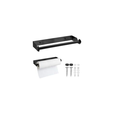 Porta asciugamani di carta in acciaio inox da 28 cm, porta asciugamani di carta da parete, supporto per asciugamani di carta, dispenser per asciugamani di carta - Nero - Crezuo
