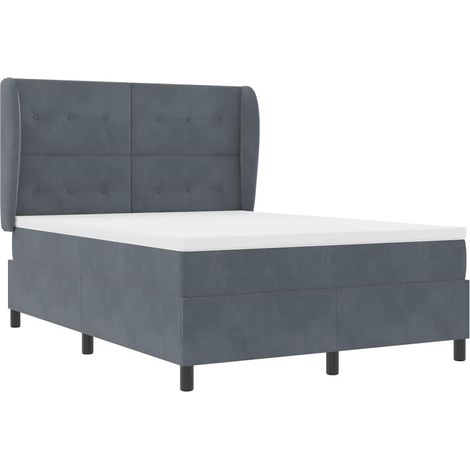 Cama tipo Box Spring Gris oscuro 140 x 200 cm Terciopelo vidaXL