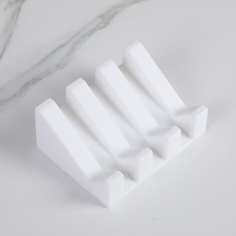 Porte Savon - Porte-Savon Silicone Moderne - Anti-Rouille - Surface Inclinée avec Évacuation d'eau pour Mieux Conserver Le Savon - Boite à Savons Originale pour Salle de Bain ou Cuisine(blanc) (1/5)
