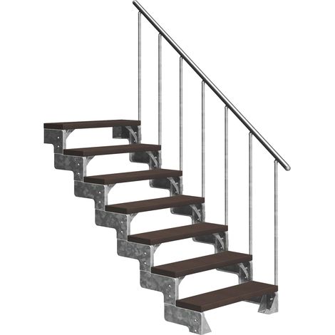 Dolle Außentreppe Gardentop 126-154cm Geschosshöhe mit Trimax dunkelbraun 100cm breit mit Geländer