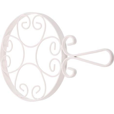 Dessous de plat rond en métal blanc avec poignée, support isolant thermique pour casseroles chaudes et plan de travail (1/5)