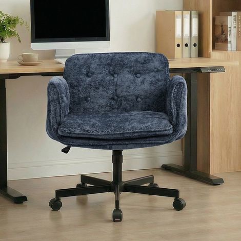 Chaise de bureau pivotante à roulettes, réglable en hauteur, accoudoirs rabattables, 150 kg, bleue – ergonomique et confortable (1/4)