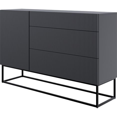 Selsey VELDIO - Commode à une porte - 140 cm - noir avec pieds noirs (1/5)