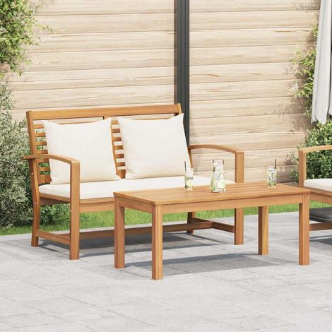 Gartenbank- und Tischset mit Polster 2 Stück Braun und Creme
