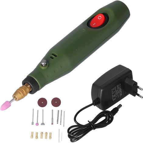Kit de 18 piezas de mini taladro eléctrico, amoladora y lápiz de grabado rotativo para lijar y pulir P-500-8 (1/5)