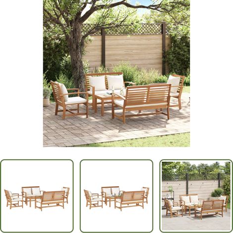 vidaXL Canapé en bois - Ensemble de canapé de jardin 5 pcs Naturel Bois de teck massif (1/5)