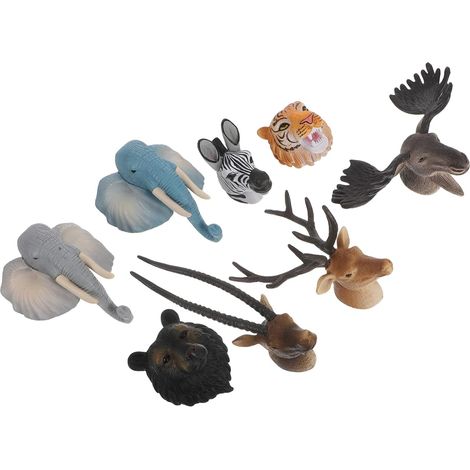 8pièces Lot De Sculptures Têtes Animaux Réalistes Décoration Murale Animalière Pour Bureau Chambre Salon Autocollants Pour Réfrigérateur (1/5)