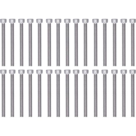 30 pièces M6 vis à tête creuse hexagonale boulons, M6 tête Allen entraînement hexagonal, acier inoxydable A2-70, DIN 912 (M655) (1/5)
