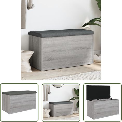 The Living Store Banc de rangement sonoma gris 82x42x45 cm Bois d'ingénierie - Banc Coffre - Banc Rangement - Banc Entrée - Meuble Rangement - Mobilier Intérieur (1/5)