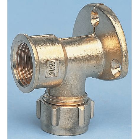 Raccord de compression en laiton RS PRO Adaptateur coudé à plaque murale 90° 15mm BSPP 1/2" femelle ( Prix pour 1 )