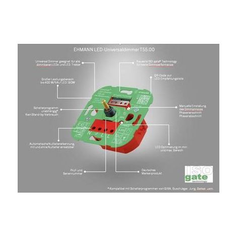 Ehmann 5500x0000 Dimmer universale Adatto per lampadina: Lampadina LED, Lampadina alogena, Lampadina ad incandescenza, (1/5)